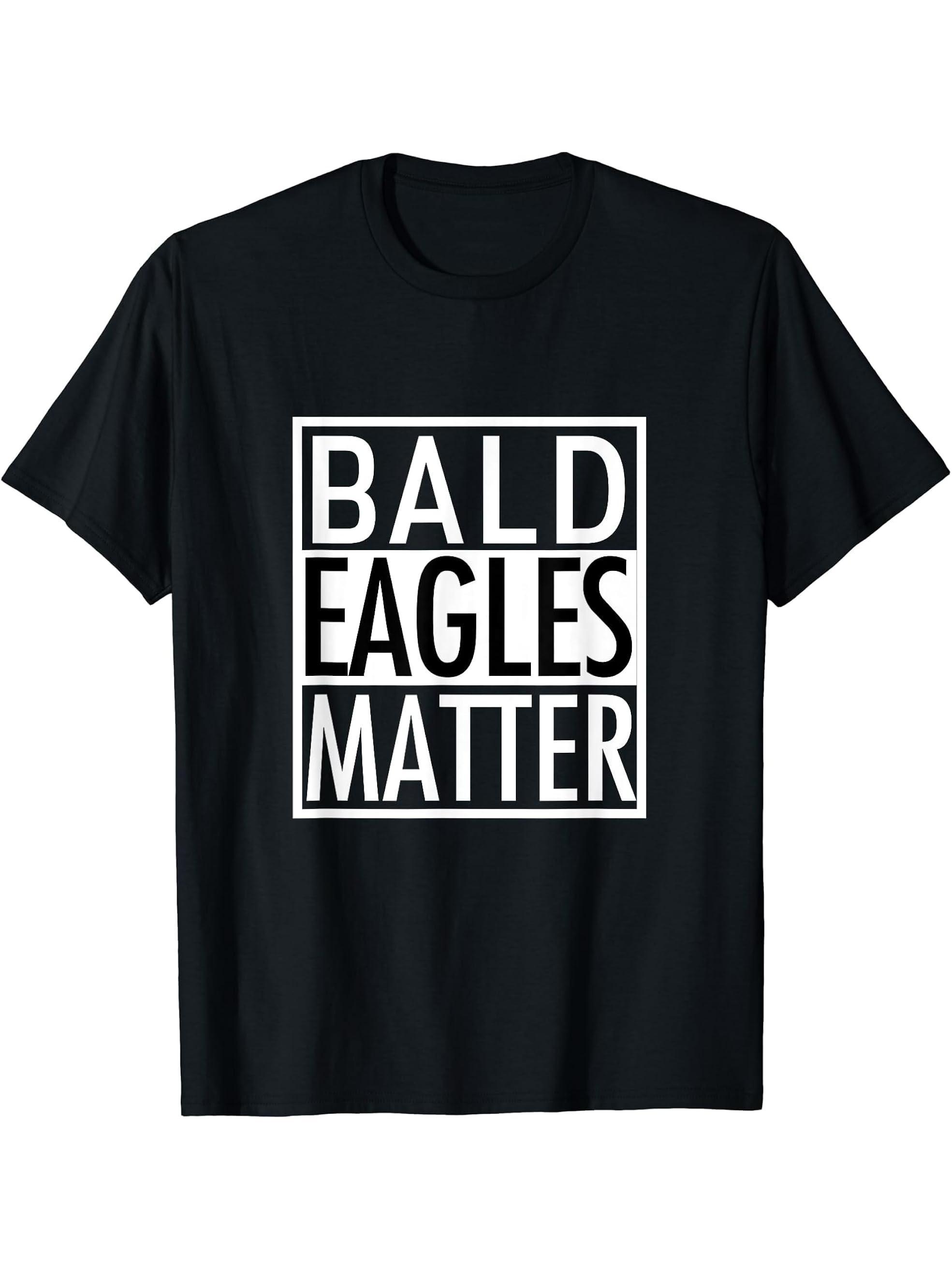 Patriotic Bald Eagles Matter save the American bald eagle T-Shirt 180G 100% Cotton Printed Round Neck Short-Sleeve T-Shirt, Gifts for Men Dad Husband Grandpa, S-XXXL, Black