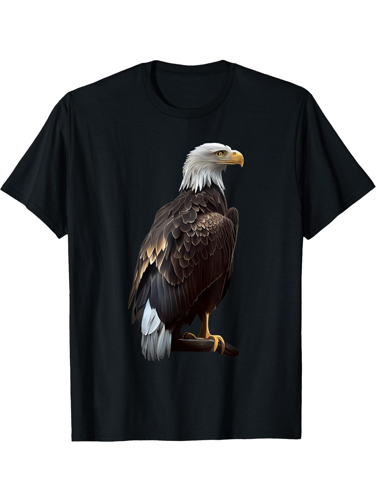 Bald Eagles Cool Design with a Bald Eagle T-Shirt 180G 100% Cotton Printed Round Neck Short-Sleeve T-Shirt, Gifts for Men Dad Husband Grandpa, S-XXXL, Black