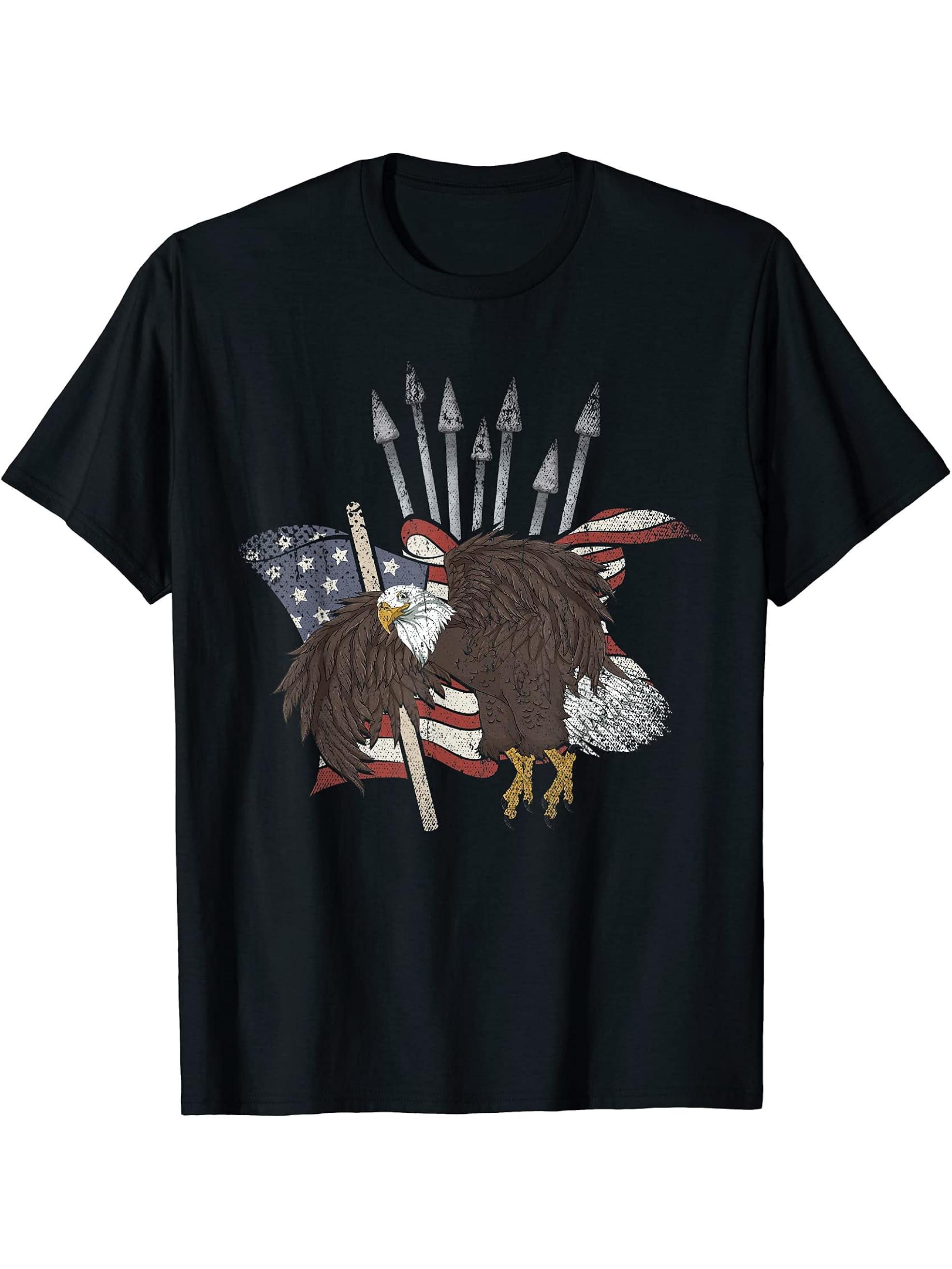 Patriot Freedom USA Flag Pride Liberty American Bald Eagle T-Shirt 180G 100% Cotton Printed Round Neck Short-Sleeve T-Shirt, Gifts for Men Dad Husband Grandpa, S-XXXL, Black