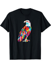 American Bald Eagle, American Flag, Cool T-Shirt 180G 100% Cotton Printed Round Neck Short-Sleeve T-Shirt, Gifts for Men Dad Husband Grandpa, S-XXXL, Black