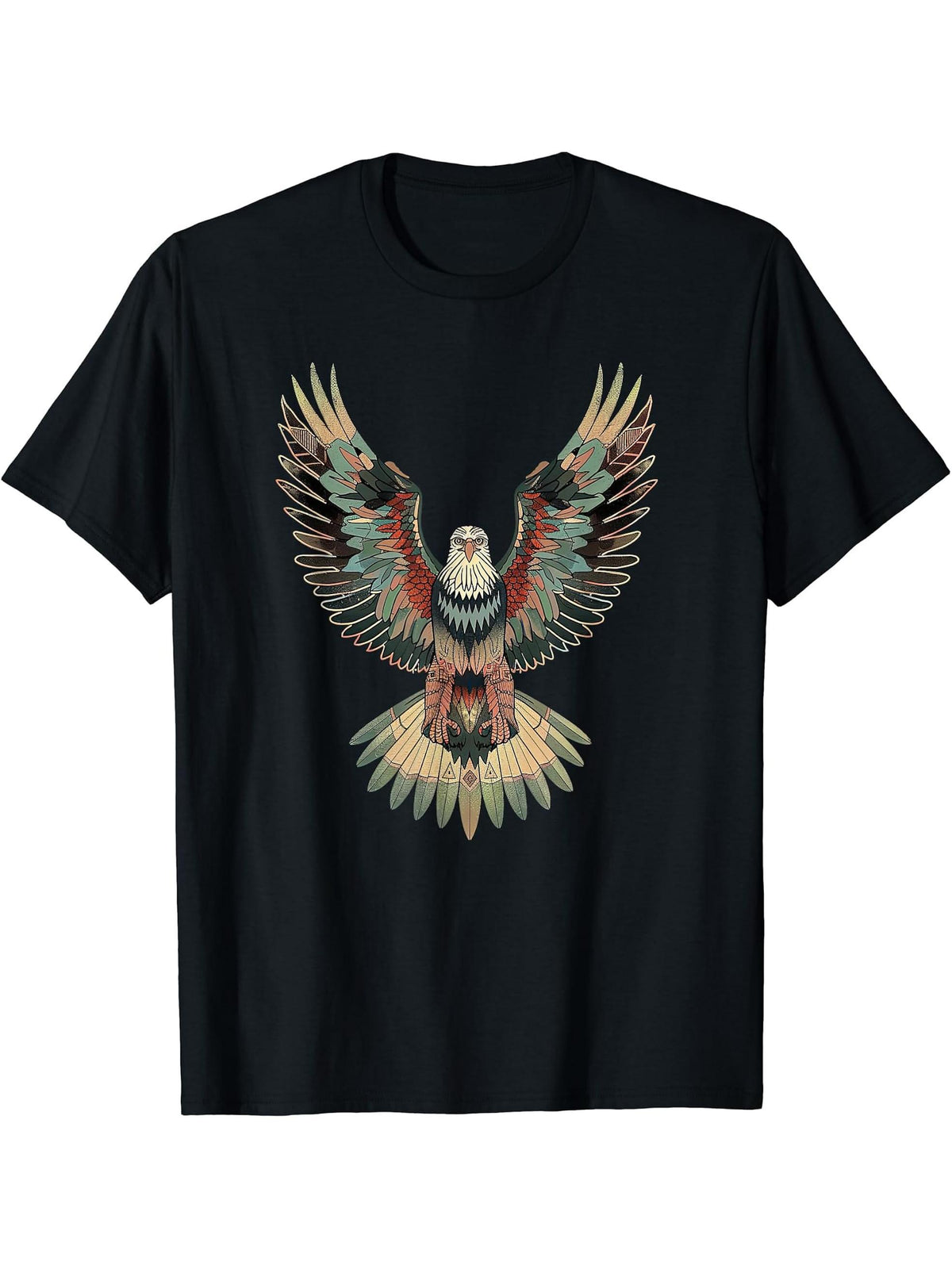 American Bald Eagle, American Flag, Cool T-Shirt 180G 100% Cotton Printed Round Neck Short-Sleeve T-Shirt, Gifts for Men Dad Husband Grandpa, S-XXXL, Black