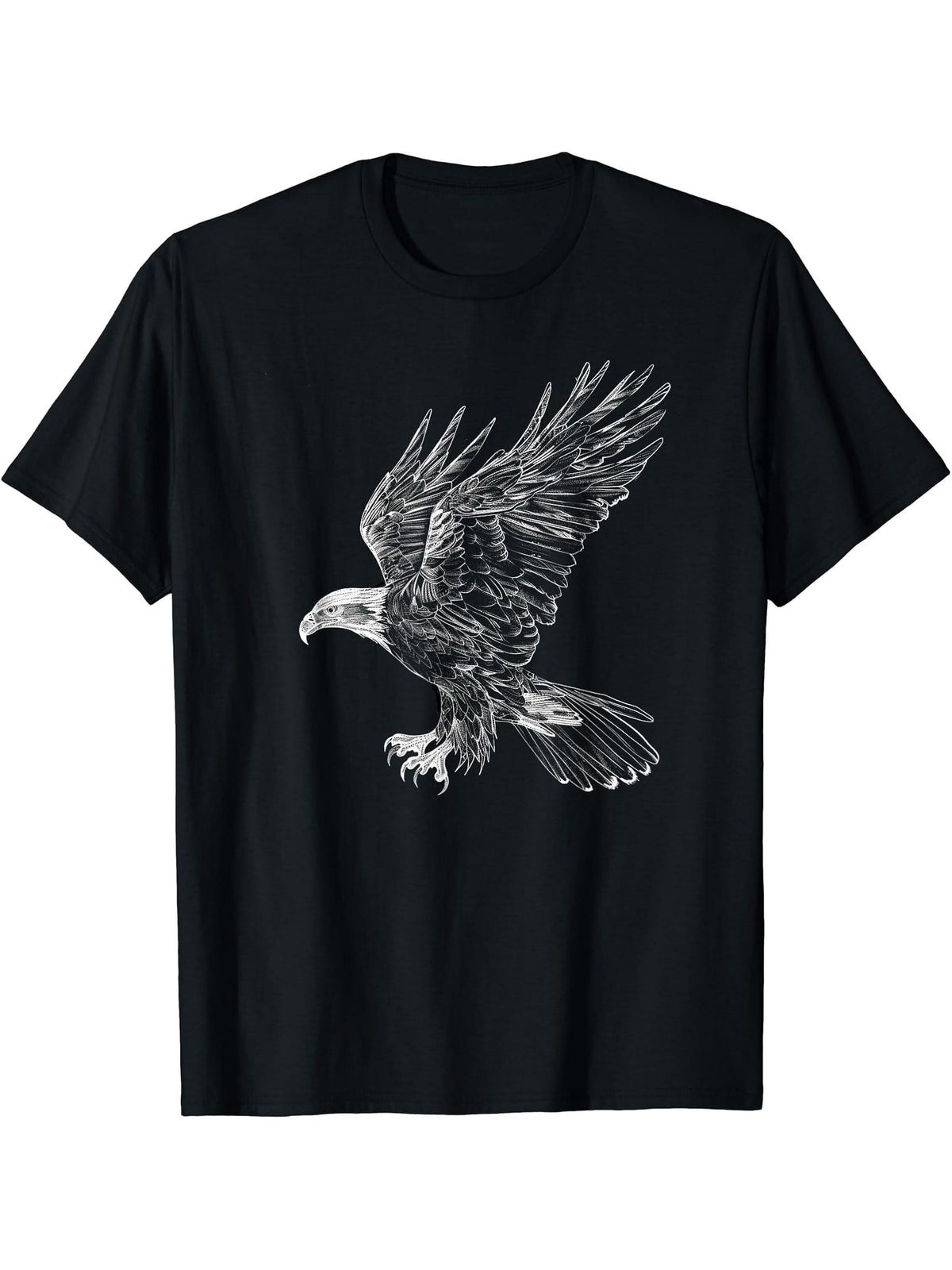 American Bald Eagle, American Flag, Cool T-Shirt 180G 100% Cotton Printed Round Neck Short-Sleeve T-Shirt, Gifts for Men Dad Husband Grandpa, S-XXXL, Black