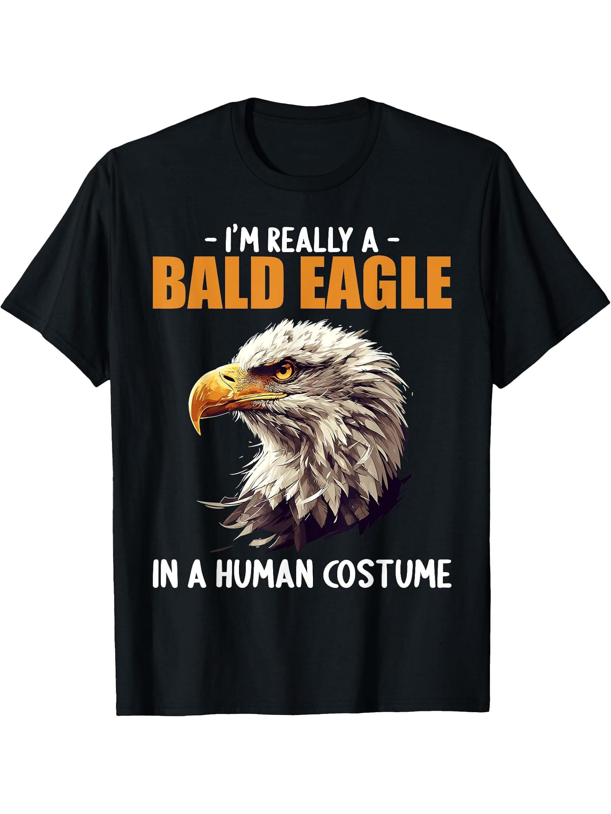 Bald Eagles Bald Eagle T-Shirt 180G 100% Cotton Printed Round Neck Short-Sleeve T-Shirt, Gifts for Men Dad Husband Grandpa, S-XXXL, Black