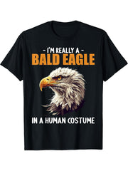Bald Eagles Bald Eagle T-Shirt 180G 100% Cotton Printed Round Neck Short-Sleeve T-Shirt, Gifts for Men Dad Husband Grandpa, S-XXXL, Black