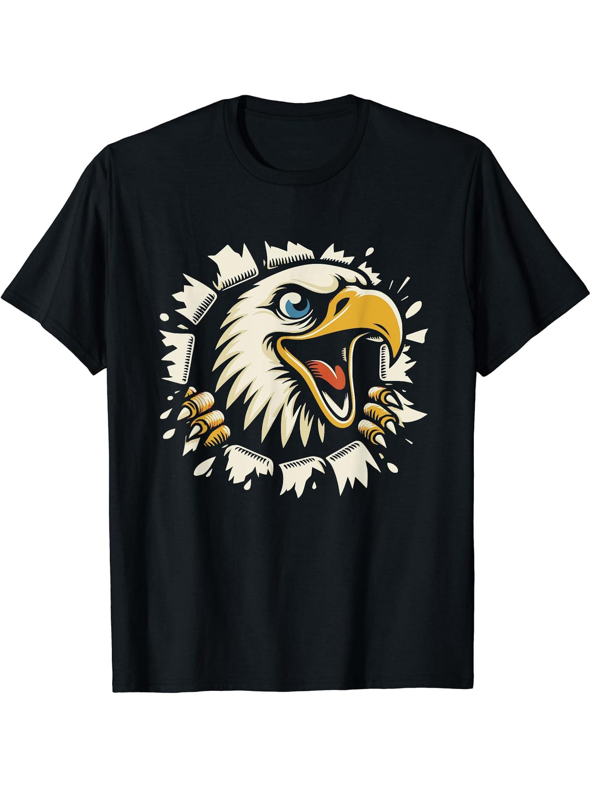 Funny Bald Eagle Peeking Graphic Art Design T-Shirt 180G 100% Cotton Printed Round Neck Short-Sleeve T-Shirt, Gifts for Men Dad Husband Grandpa, S-XXXL, Black