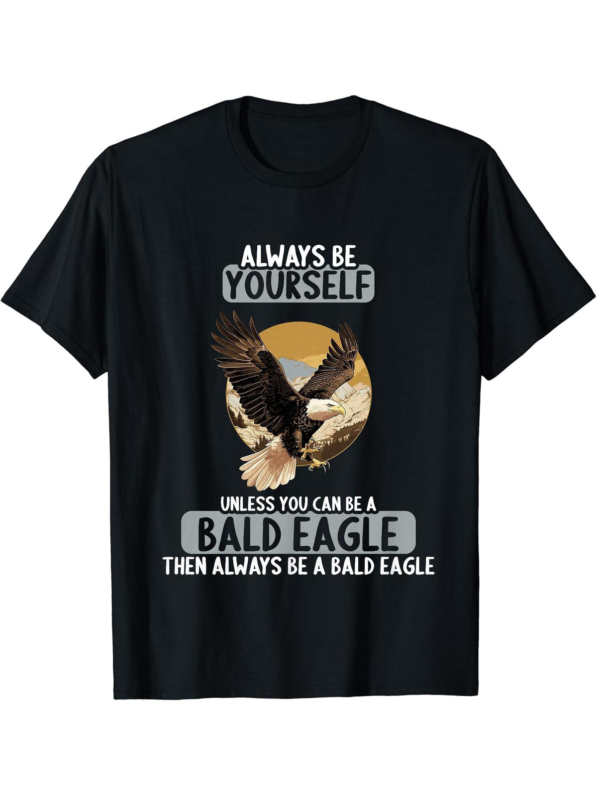 Bald Eagles Bald Eagle T-Shirt 180G 100% Cotton Printed Round Neck Short-Sleeve T-Shirt, Gifts for Men Dad Husband Grandpa, S-XXXL, Black