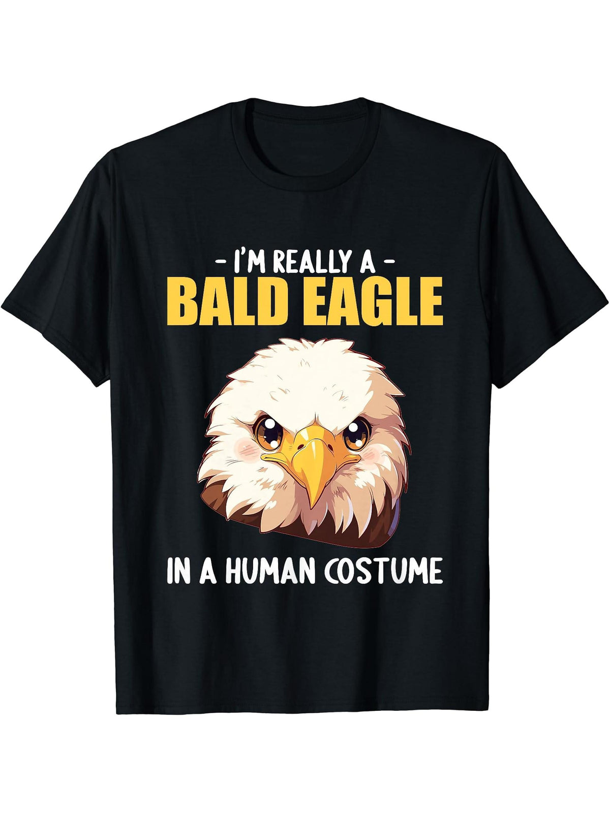 Bald Eagles Bald Eagle T-Shirt 180G 100% Cotton Printed Round Neck Short-Sleeve T-Shirt, Gifts for Men Dad Husband Grandpa, S-XXXL, Black