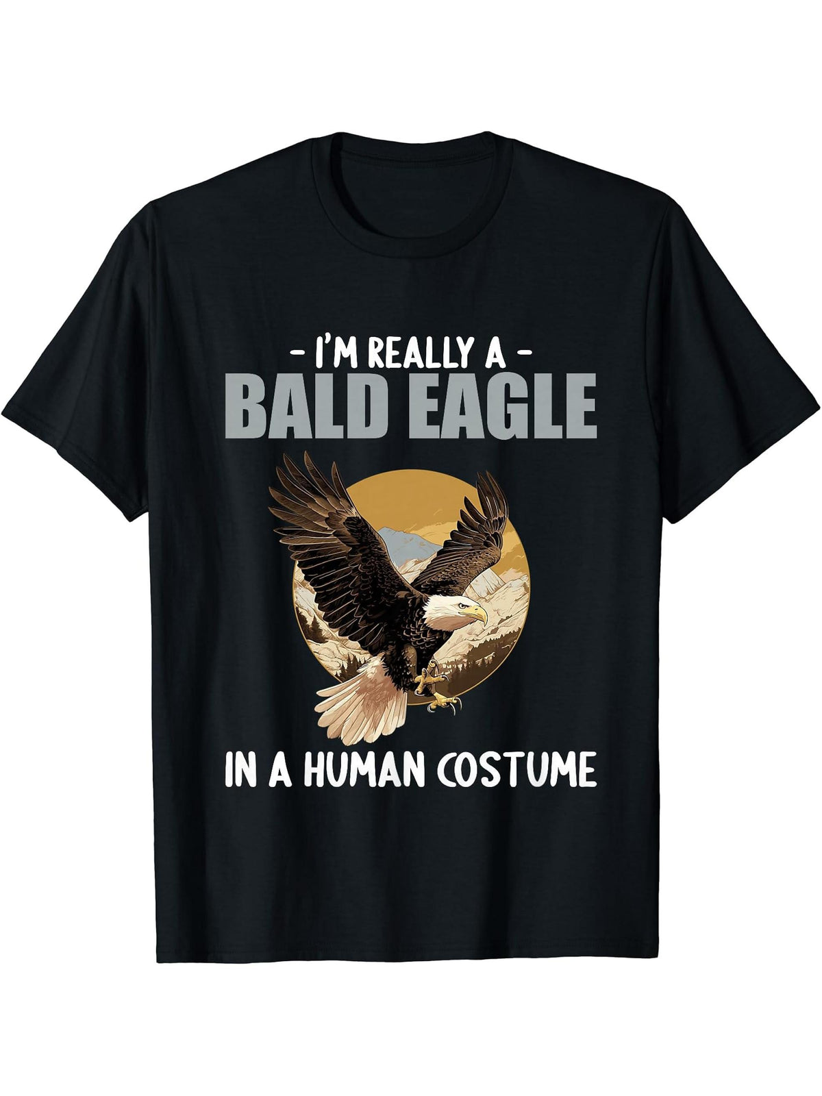 Bald Eagles Bald Eagle T-Shirt 180G 100% Cotton Printed Round Neck Short-Sleeve T-Shirt, Gifts for Men Dad Husband Grandpa, S-XXXL, Black