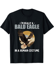 Bald Eagles Bald Eagle T-Shirt 180G 100% Cotton Printed Round Neck Short-Sleeve T-Shirt, Gifts for Men Dad Husband Grandpa, S-XXXL, Black