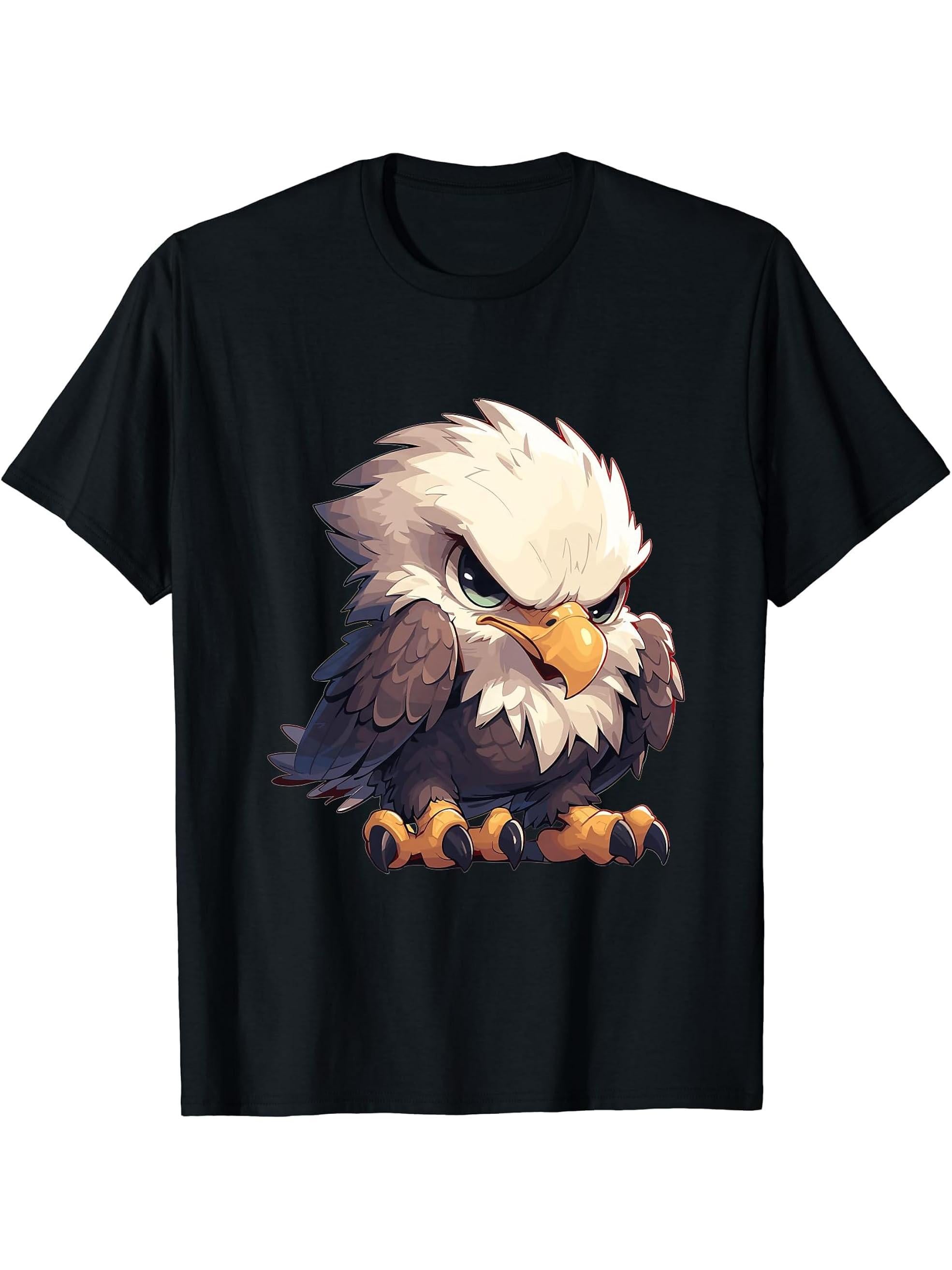 Bald Eagles Bald Eagle T-Shirt 180G 100% Cotton Printed Round Neck Short-Sleeve T-Shirt, Gifts for Men Dad Husband Grandpa, S-XXXL, Black