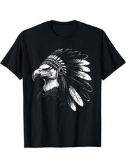 Bald Eagle Head Sunglasses T-Shirt 180G 100% Cotton Printed Round Neck Short-Sleeve T-Shirt, Gifts for Men Dad Husband Grandpa, S-XXXL, Black