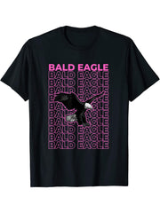 Bald Eagle Pastel Aesthetic T-Shirt 180G 100% Cotton Printed Round Neck Short-Sleeve T-Shirt, Gifts for Men Dad Husband Grandpa, S-XXXL, Black