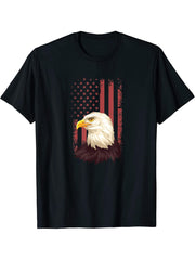 Eagle Flag Red Bald Eagle American Patriotic T-Shirt 180G 100% Cotton Printed Round Neck Short-Sleeve T-Shirt, Gifts for Men Dad Husband Grandpa, S-XXXL, Black
