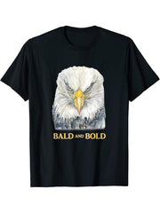 Proudly Balding Proud Bald Headed Eagle Bald T-Shirt 180G 100% Cotton Printed Round Neck Short-Sleeve T-Shirt, Gifts for Men Dad Husband Grandpa, S-XXXL, Black