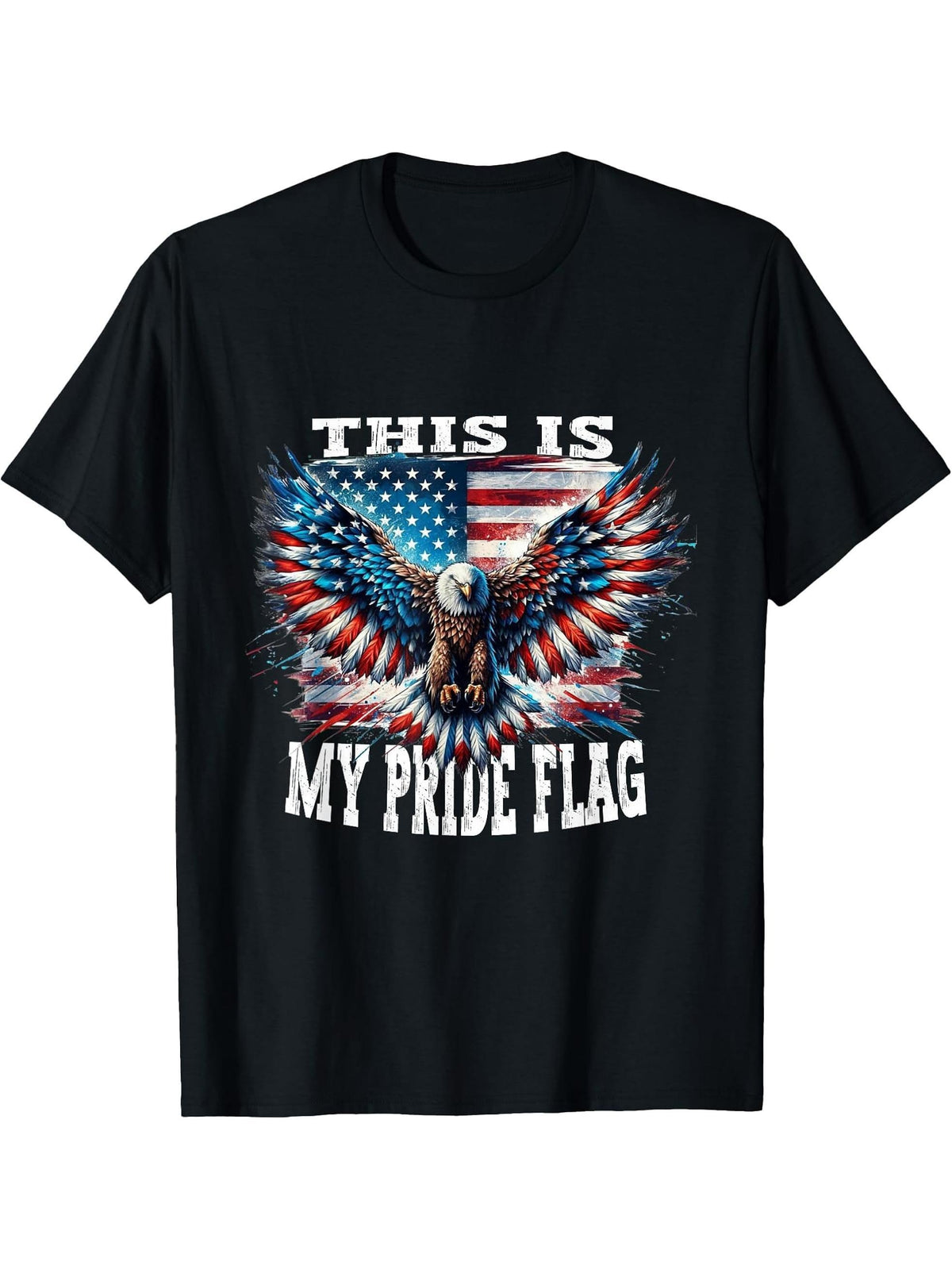 USA Patriotic Mens American Flag USA Eagle Flag 4th of July T-Shirt 180G 100% Cotton Printed Round Neck Short-Sleeve T-Shirt, Gifts for Men Dad Husband Grandpa, S-XXXL, Black