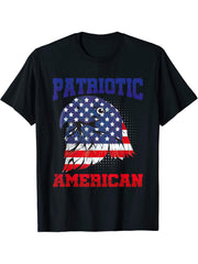 American Bald Eagle US Flag Patriotic American 4th Of July T-Shirt 180G 100% Cotton Printed Round Neck Short-Sleeve T-Shirt, Gifts for Men Dad Husband Grandpa, S-XXXL, Black