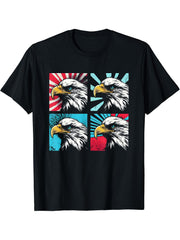 Bald Eagle Pop Art - Vintage American Bald Eagle Lover T-Shirt 180G 100% Cotton Printed Round Neck Short-Sleeve T-Shirt, Gifts for Men Dad Husband Grandpa, S-XXXL, Black