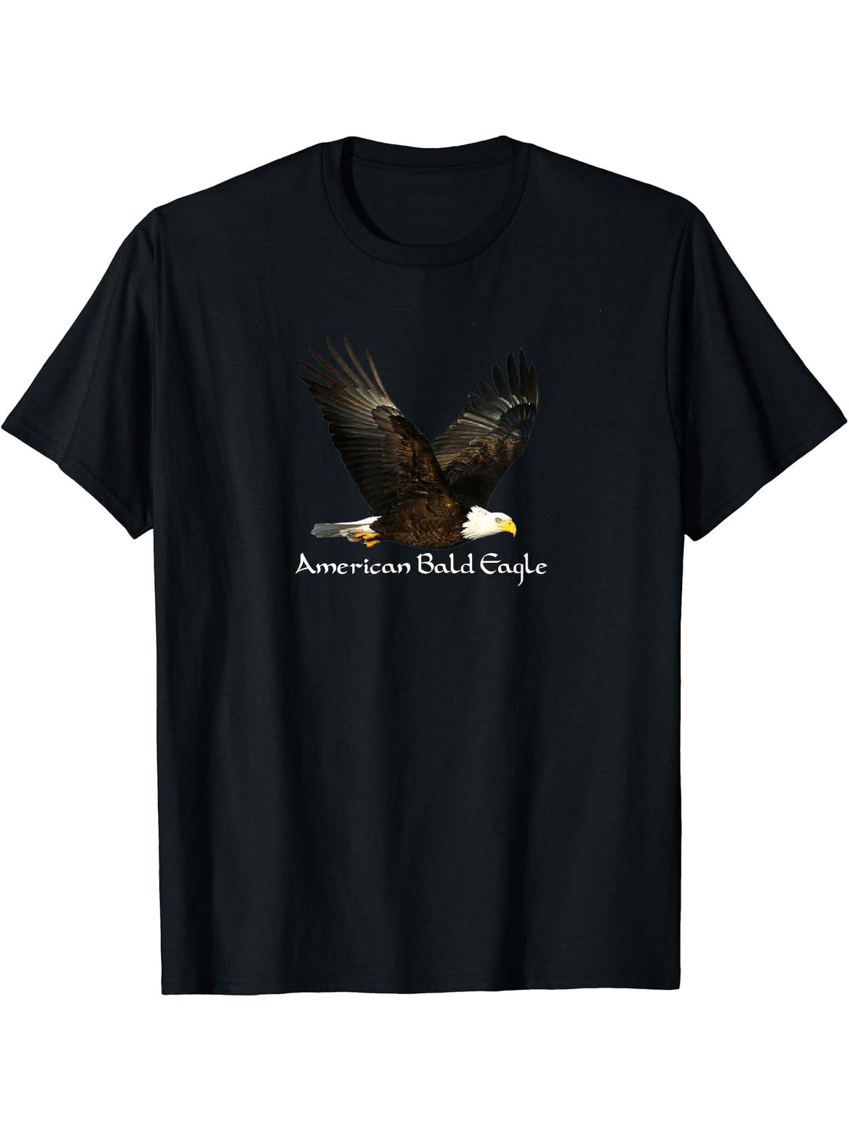 American Bald Eagle T-Shirt 180G 100% Cotton Printed Round Neck Short-Sleeve T-Shirt, Gifts for Men Dad Husband Grandpa, S-XXXL, Black