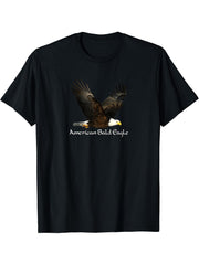 American Bald Eagle T-Shirt 180G 100% Cotton Printed Round Neck Short-Sleeve T-Shirt, Gifts for Men Dad Husband Grandpa, S-XXXL, Black