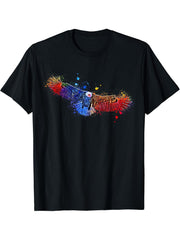 Eagle Shirt Watercolor Painting Gift Patriotic Bald Eagle T-Shirt 180G 100% Cotton Printed Round Neck Short-Sleeve T-Shirt, Gifts for Men Dad Husband Grandpa, S-XXXL, Black