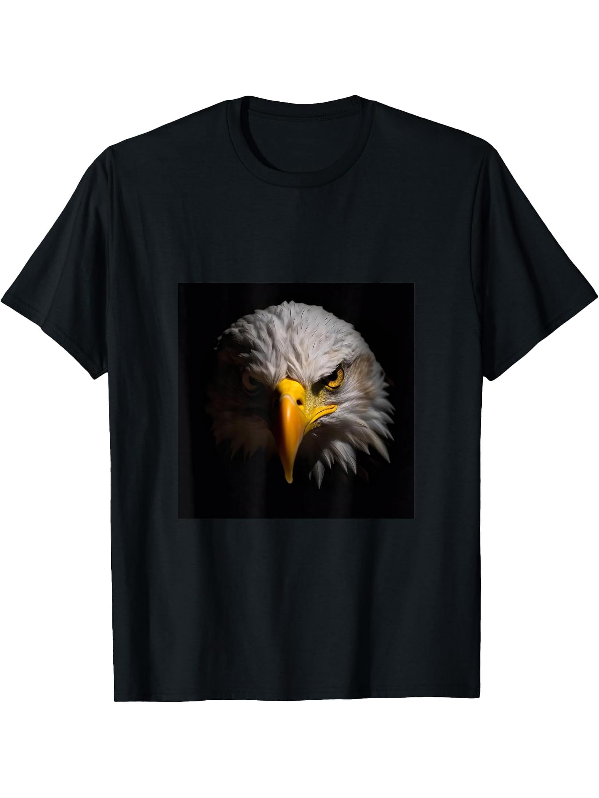 Eagle Bald T-Shirt 180G 100% Cotton Printed Round Neck Short-Sleeve T-Shirt, Gifts for Men Dad Husband Grandpa, S-XXXL, Black