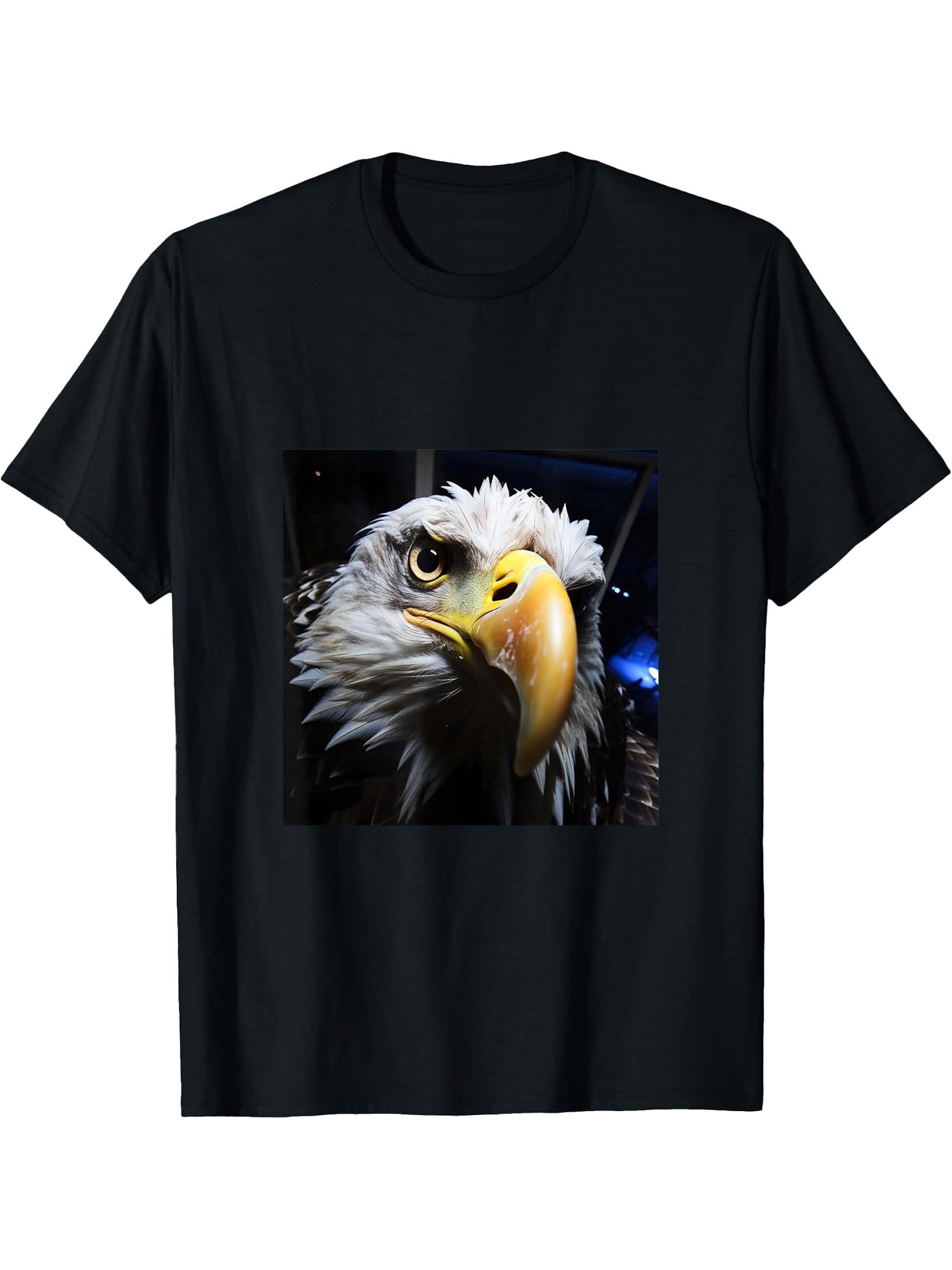 Eagle Bald T-Shirt 180G 100% Cotton Printed Round Neck Short-Sleeve T-Shirt, Gifts for Men Dad Husband Grandpa, S-XXXL, Black