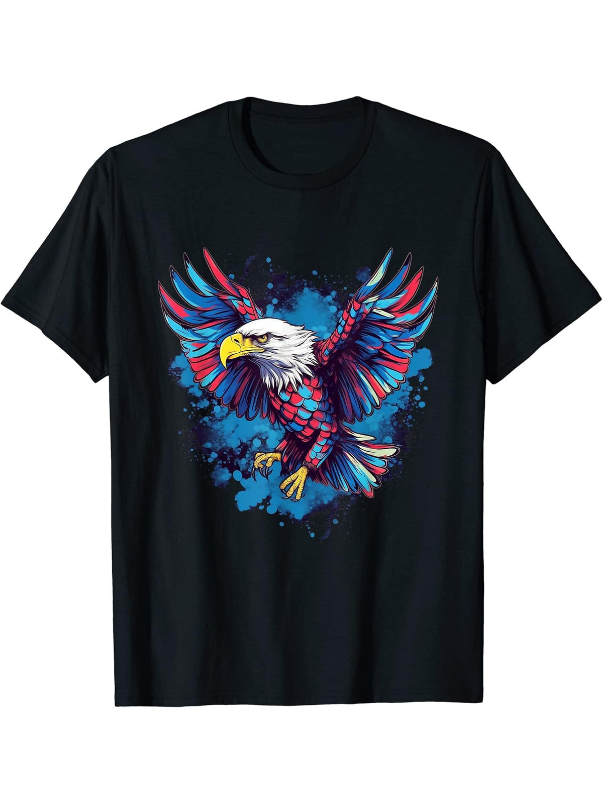 American Bald Eagle Men Women Boy Girl T-Shirt 180G 100% Cotton Printed Round Neck Short-Sleeve T-Shirt, Gifts for Men Dad Husband Grandpa, S-XXXL, Black