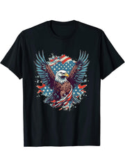 American Bald Eagle Men Women Boy Girl T-Shirt 180G 100% Cotton Printed Round Neck Short-Sleeve T-Shirt, Gifts for Men Dad Husband Grandpa, S-XXXL, Black