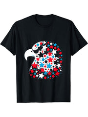 American Bald Eagle USA Flag 4th Of July Patriotic Graphic T-Shirt 180G 100% Cotton Printed Round Neck Short-Sleeve T-Shirt, Gifts for Men Dad Husband Grandpa, S-XXXL, Black