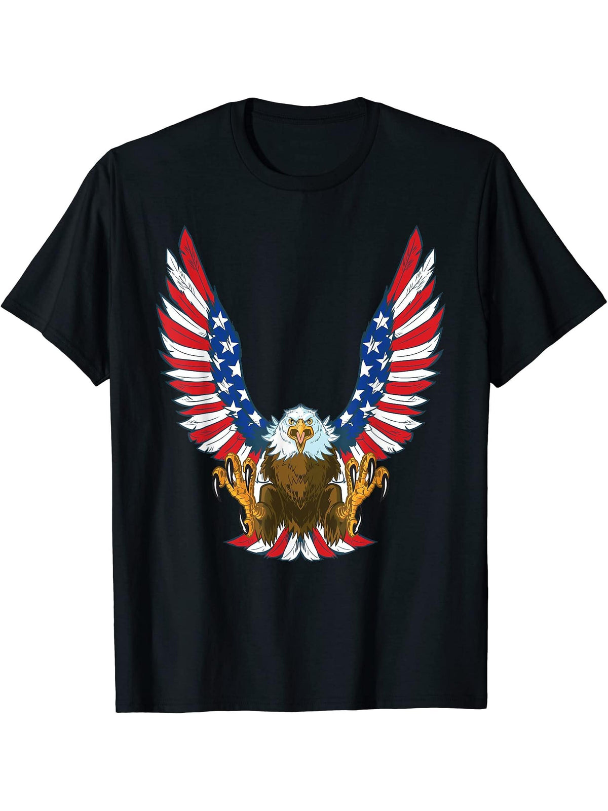 Bald Eagle Shirt American Bald Eagle Gifts T-Shirt American T-Shirt 180G 100% Cotton Printed Round Neck Short-Sleeve T-Shirt, Gifts for Men Dad Husband Grandpa, S-XXXL, Black