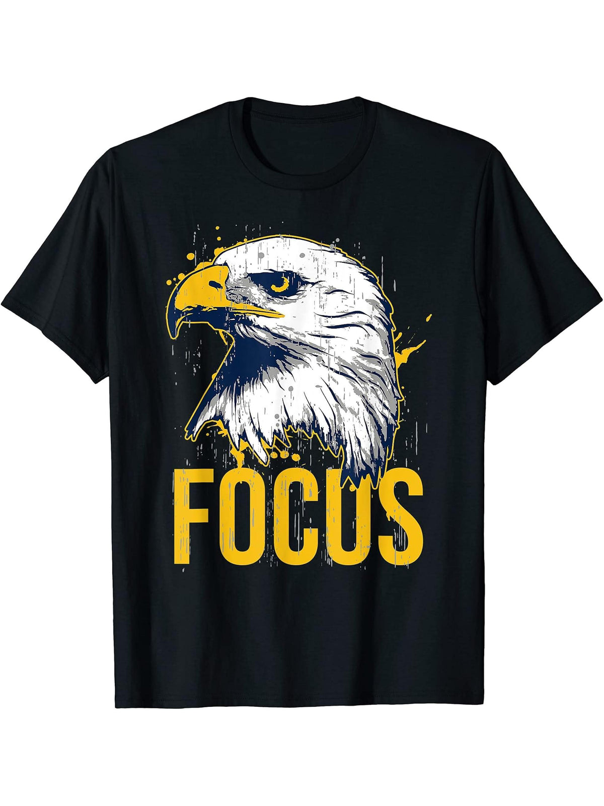 Vintage Bald Eagle FOCUS Gift T Shirt T-Shirt 180G 100% Cotton Printed Round Neck Short-Sleeve T-Shirt, Gifts for Men Dad Husband Grandpa, S-XXXL, Black