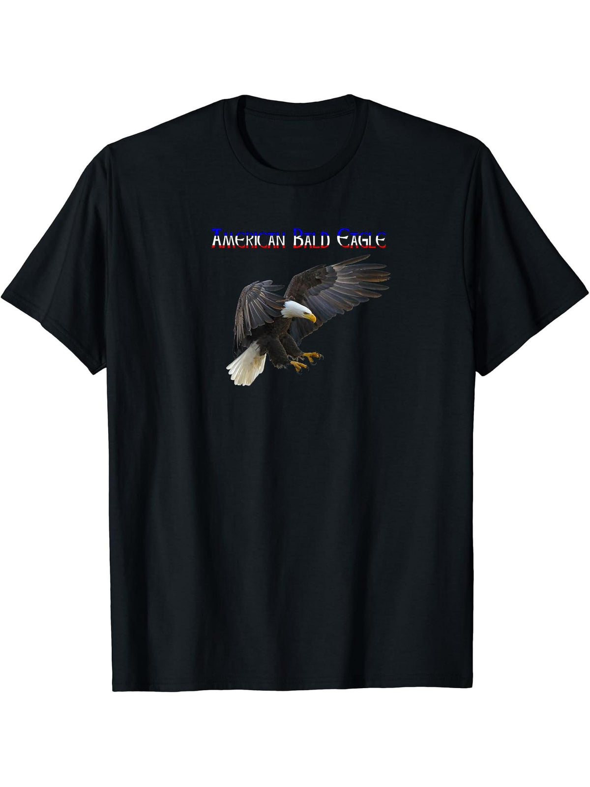 American Bald Eagle T-Shirt 180G 100% Cotton Printed Round Neck Short-Sleeve T-Shirt, Gifts for Men Dad Husband Grandpa, S-XXXL, Black