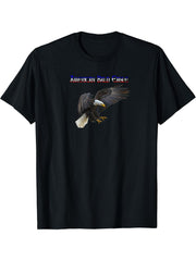 American Bald Eagle T-Shirt 180G 100% Cotton Printed Round Neck Short-Sleeve T-Shirt, Gifts for Men Dad Husband Grandpa, S-XXXL, Black