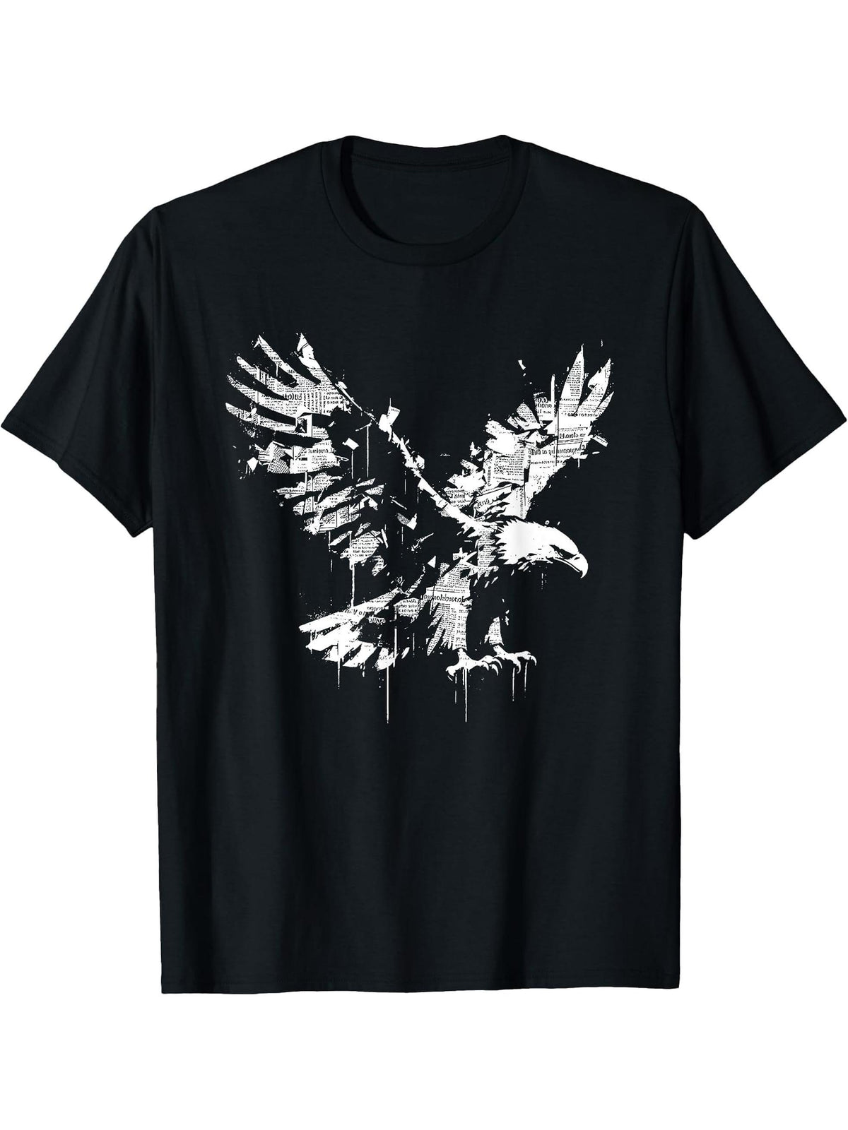 Bald Eagle - Vintage Eagle Newspaper Illustration T-Shirt 180G 100% Cotton Printed Round Neck Short-Sleeve T-Shirt, Gifts for Men Dad Husband Grandpa, S-XXXL, Black