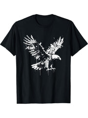 Bald Eagle - Vintage Eagle Newspaper Illustration T-Shirt 180G 100% Cotton Printed Round Neck Short-Sleeve T-Shirt, Gifts for Men Dad Husband Grandpa, S-XXXL, Black
