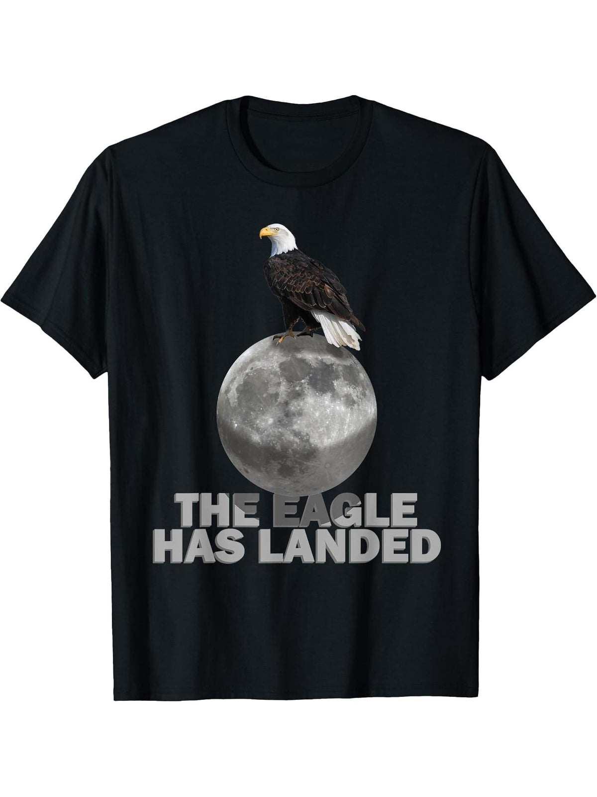 The Eagle Has Landed Gift Apollo 11 Moon Landing Souvenir T-Shirt 180G 100% Cotton Printed Round Neck Short-Sleeve T-Shirt, Gifts for Men Dad Husband Grandpa, S-XXXL, Black