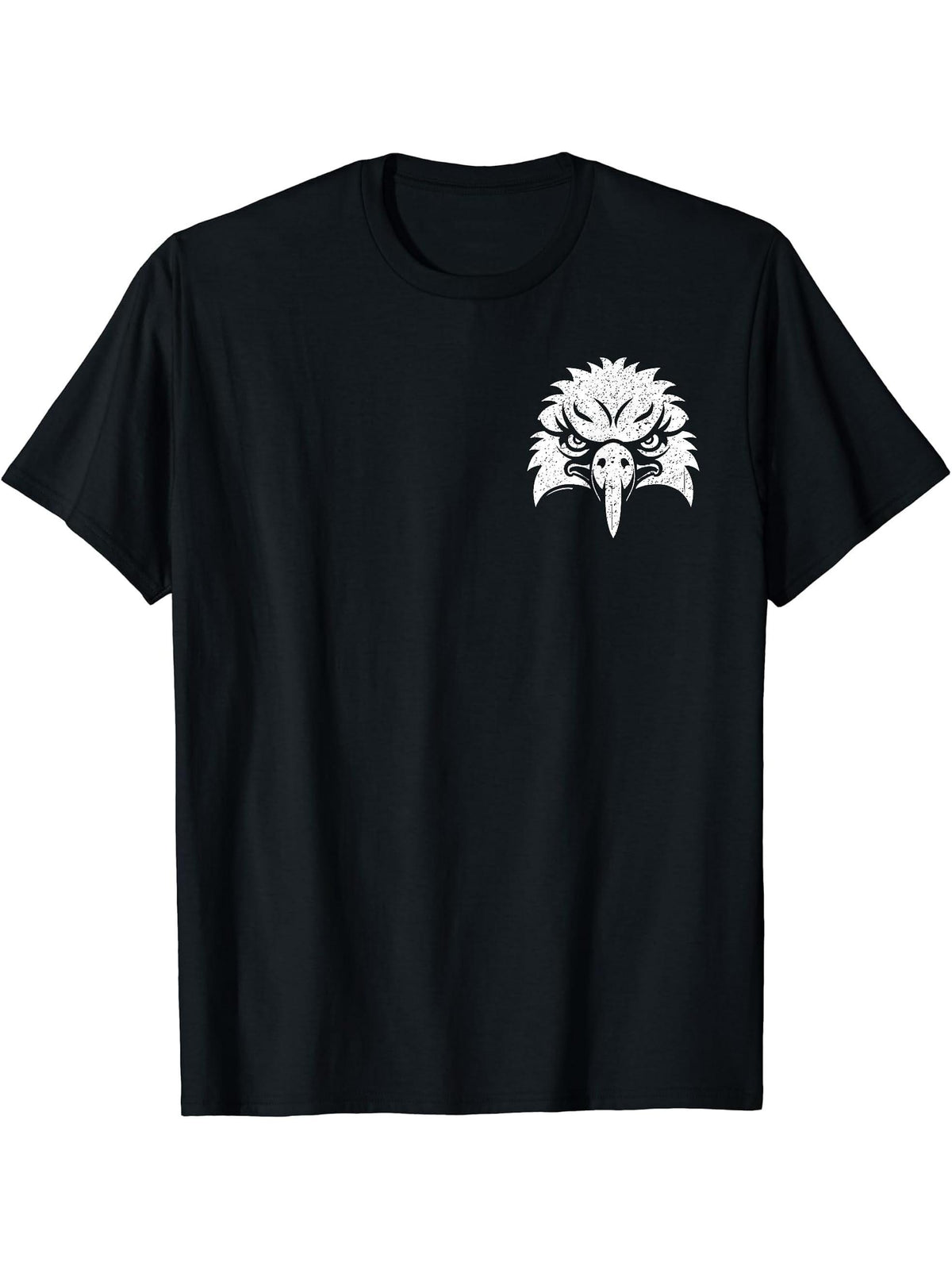 American Bald Eagle Flag T Shirt 180G 100% Cotton Printed Round Neck Short-Sleeve T-Shirt, Gifts for Men Dad Husband Grandpa, S-XXXL, Black