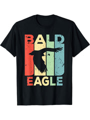 Bald Eagle Retro Vintage Unisex T-Shirt 180G 100% Cotton Printed Round Neck Short-Sleeve T-Shirt, Gifts for Men Dad Husband Grandpa, S-XXXL, Black