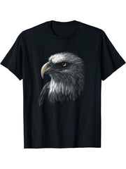 American Bald Eagle Face T-Shirt 180G 100% Cotton Printed Round Neck Short-Sleeve T-Shirt, Gifts for Men Dad Husband Grandpa, S-XXXL, Black