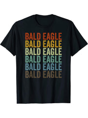 Bald Eagle Retro T-Shirt 180G 100% Cotton Printed Round Neck Short-Sleeve T-Shirt, Gifts for Men Dad Husband Grandpa, S-XXXL, Black