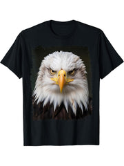 Bald Eagle T-Shirt 180G 100% Cotton Printed Round Neck Short-Sleeve T-Shirt, Gifts for Men Dad Husband Grandpa, S-XXXL, Black