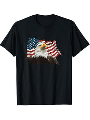 Vintage American Bald Eagle Flag American Bald Eagle T-Shirt 180G 100% Cotton Printed Round Neck Short-Sleeve T-Shirt, Gifts for Men Dad Husband Grandpa, S-XXXL, Black