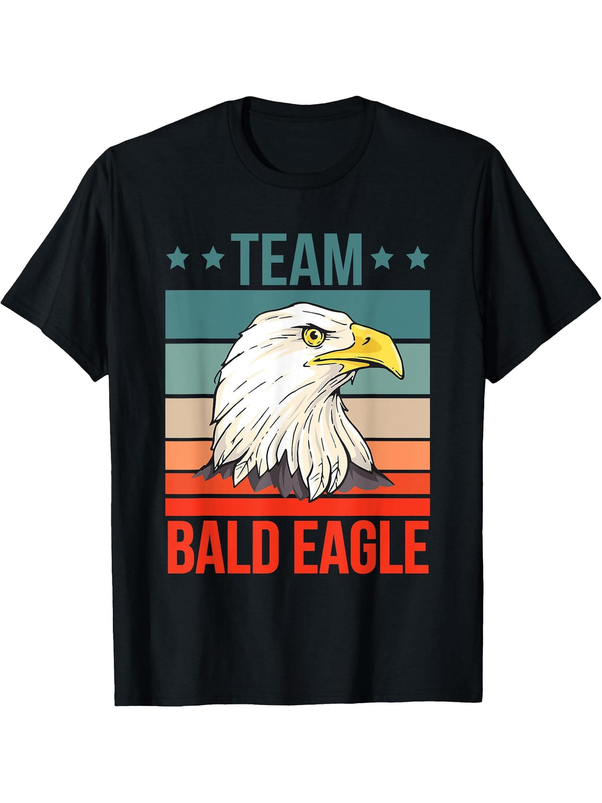 Team Bald Eagle Quote Eagle Bald Eagle T-Shirt 180G 100% Cotton Printed Round Neck Short-Sleeve T-Shirt, Gifts for Men Dad Husband Grandpa, S-XXXL, Black