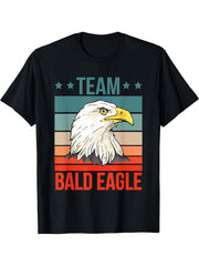 Team Bald Eagle Quote Eagle Bald Eagle T-Shirt 180G 100% Cotton Printed Round Neck Short-Sleeve T-Shirt, Gifts for Men Dad Husband Grandpa, S-XXXL, Black