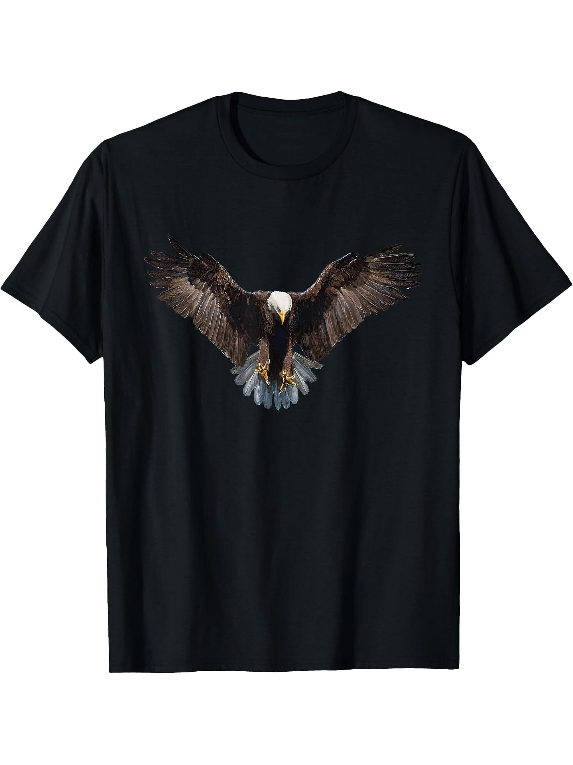 Eagle Bald Eagle T-Shirt 180G 100% Cotton Printed Round Neck Short-Sleeve T-Shirt, Gifts for Men Dad Husband Grandpa, S-XXXL, Black