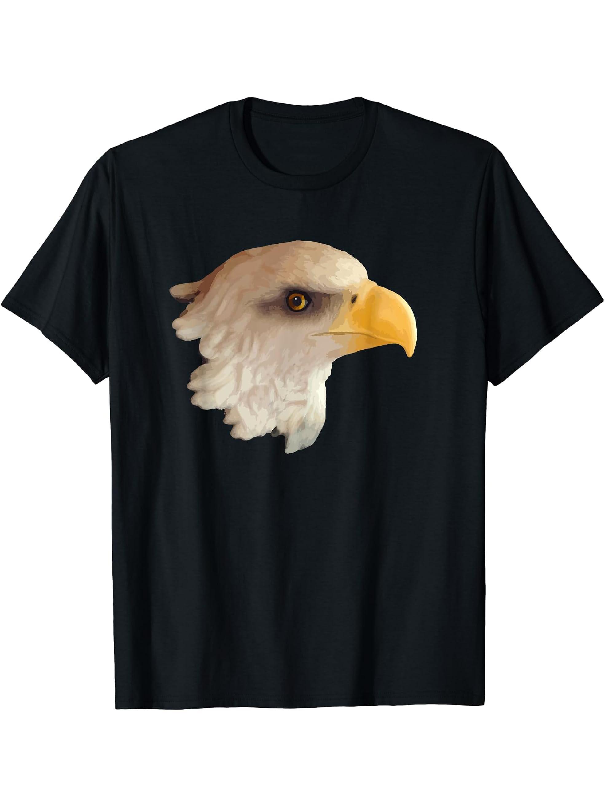 Bald Eagle T-Shirt | Patriotic Bald Eagle Tee 180G 100% Cotton Printed Round Neck Short-Sleeve T-Shirt, Gifts for Men Dad Husband Grandpa, S-XXXL, Black