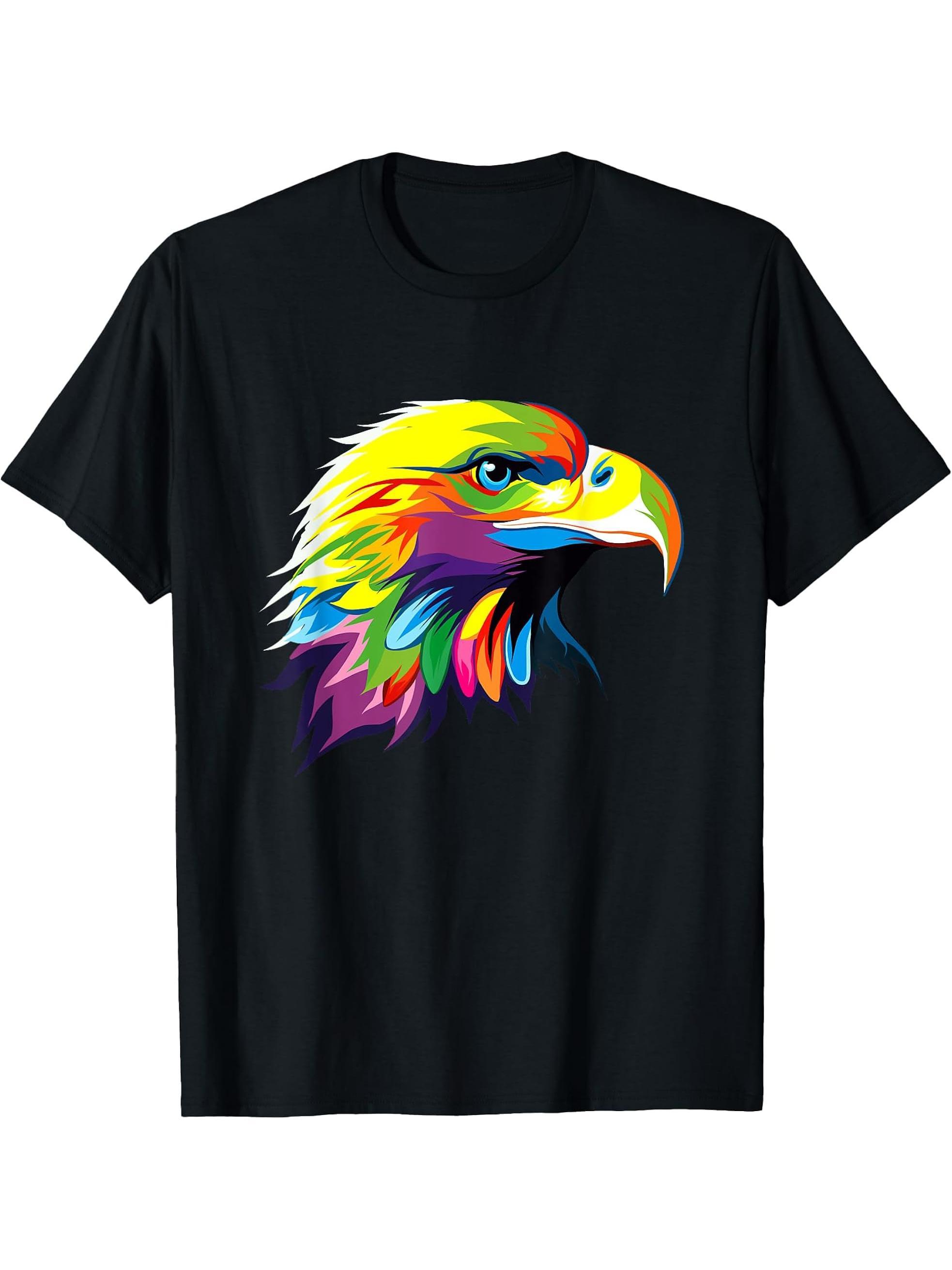Eagle Bald Eagle T-Shirt 180G 100% Cotton Printed Round Neck Short-Sleeve T-Shirt, Gifts for Men Dad Husband Grandpa, S-XXXL, Black
