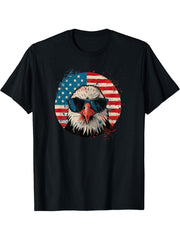American Bald Eagle, American Flag, Cool T-Shirt 180G 100% Cotton Printed Round Neck Short-Sleeve T-Shirt, Gifts for Men Dad Husband Grandpa, S-XXXL, Black