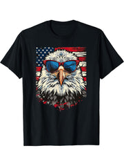 American Bald Eagle, American Flag, Cool T-Shirt 180G 100% Cotton Printed Round Neck Short-Sleeve T-Shirt, Gifts for Men Dad Husband Grandpa, S-XXXL, Black