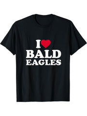 I Love Bald Eagles I Heart Bald Eagles Animal Lover T-Shirt 180G 100% Cotton Printed Round Neck Short-Sleeve T-Shirt, Gifts for Men Dad Husband Grandpa, S-XXXL, Black